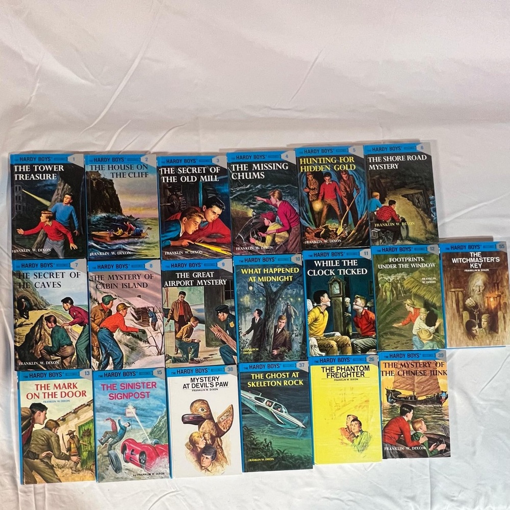 Hardy Boys 19-Book Hardcover Lot Glossy Blue Spine Mystery Set Franklin W. Dixon